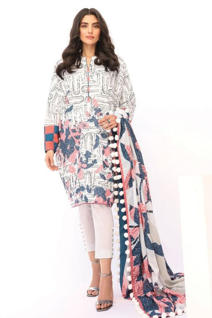 Alkaram - 3 Pc Printed Lawn Suit With Lawn Dupatta