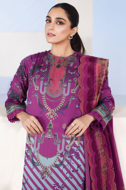 Alkaram - 3 Pc Digital Printed Cotton Satin Suit With Digital Silk Dupatta