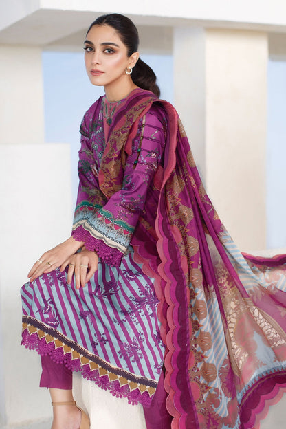 Alkaram - 3 Pc Digital Printed Cotton Satin Suit With Digital Silk Dupatta