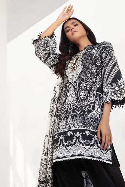 Alkaram - 3 Pc Embroidered Slub Lawn Suit With Lawn Dupatta
