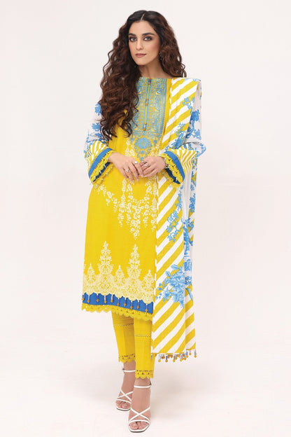 Alkaram - 3 Pc Embroidered Lawn Suit With Broshia Dupatta