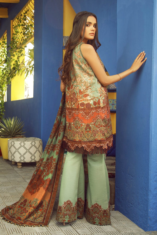 Alkaram - 3 Piece Printed Lawn With Printed Net Dupatta