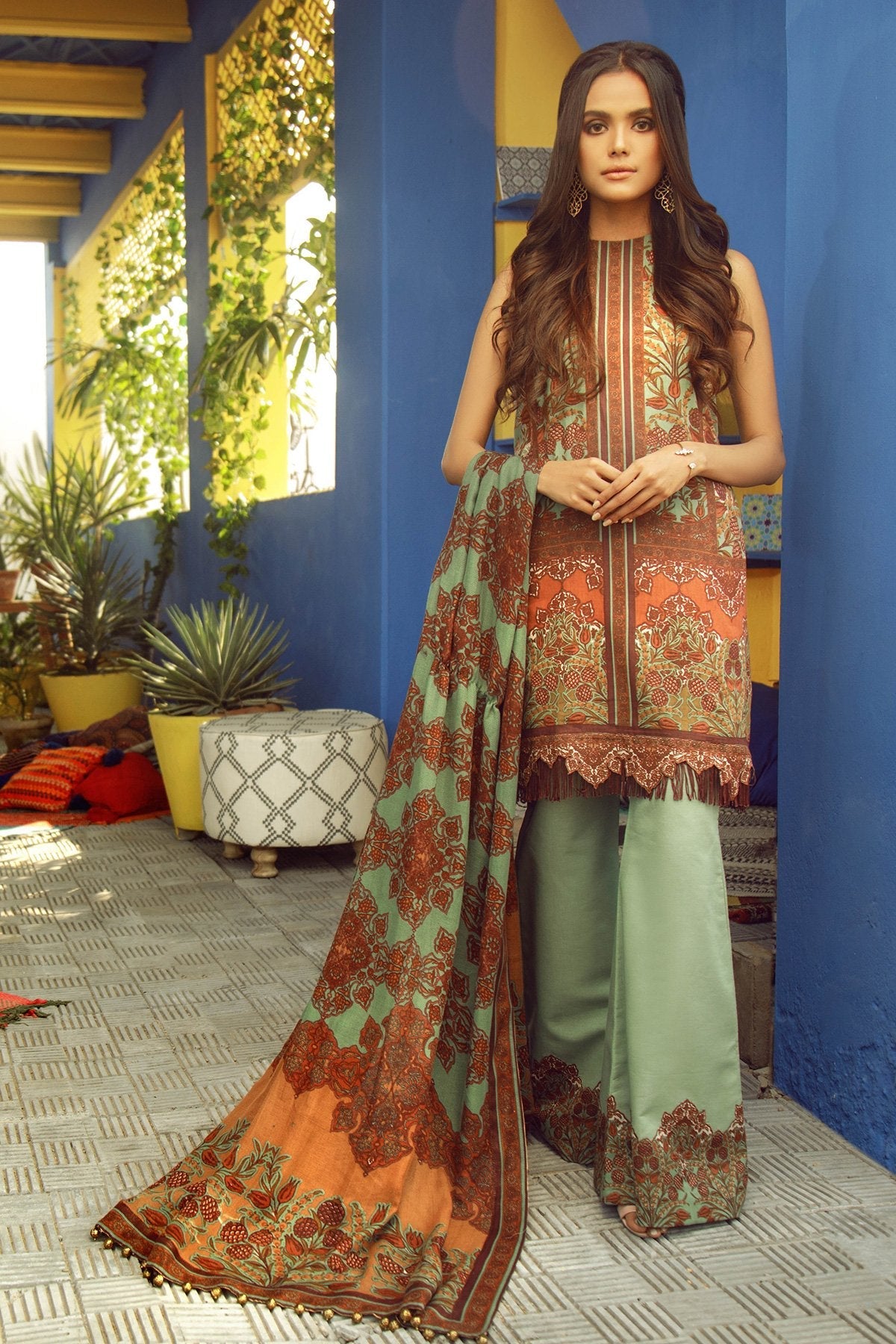 Alkaram - 3 Piece Printed Lawn With Printed Net Dupatta