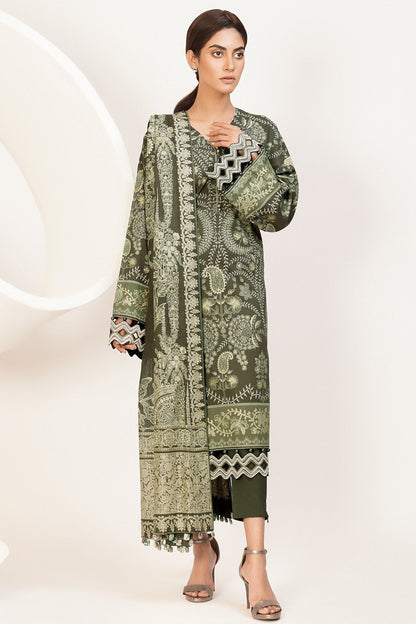 Alkaram - 3 Pc Printed Lawn Suit With Cotton Net Dupatta