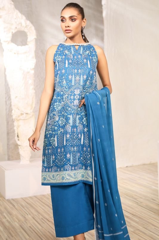 Alkaram - Three Piece Printed Suit With Chiffon Dupatta
