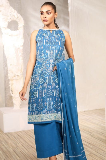 Alkaram - Three Piece Printed Suit With Chiffon Dupatta