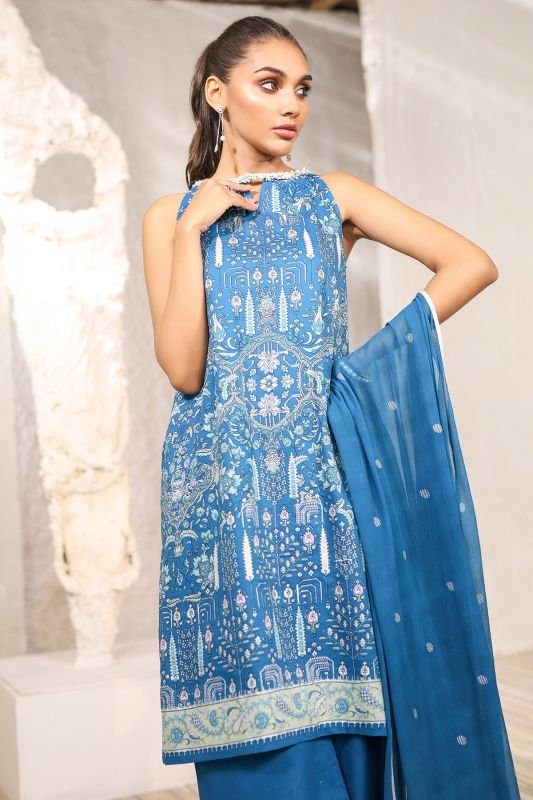 Alkaram - Three Piece Printed Suit With Chiffon Dupatta