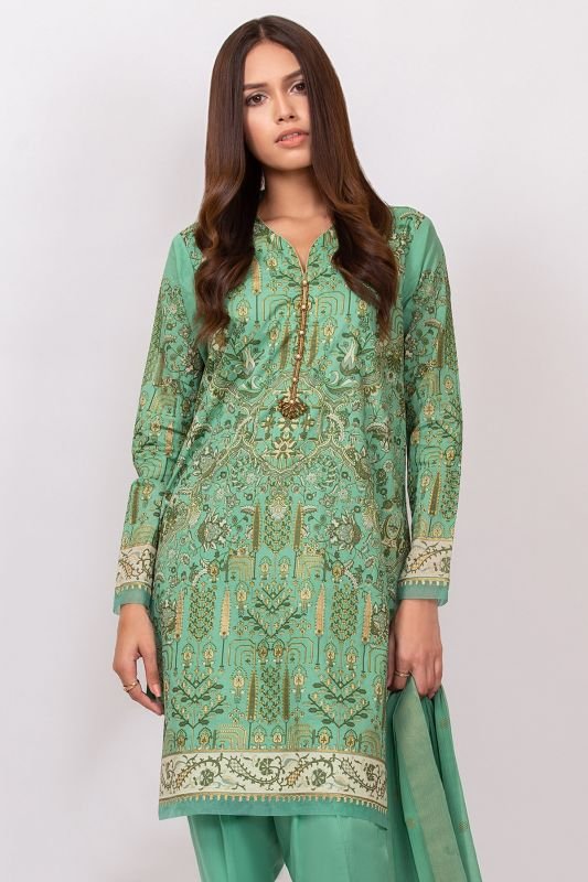 Alkaram - Three Piece Printed Suit With Chiffon Dupatta