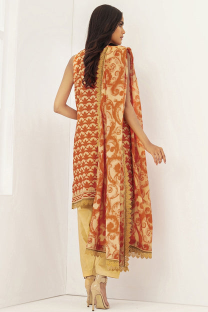 Alkaram - 3 Pc Printed Lawn Suit With Brochia Dupatta