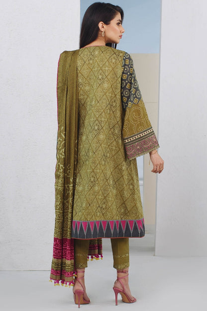 Alkaram - 3 Pc Embroidered Lawn Suit With Printed Brochia Lawn Dupatta