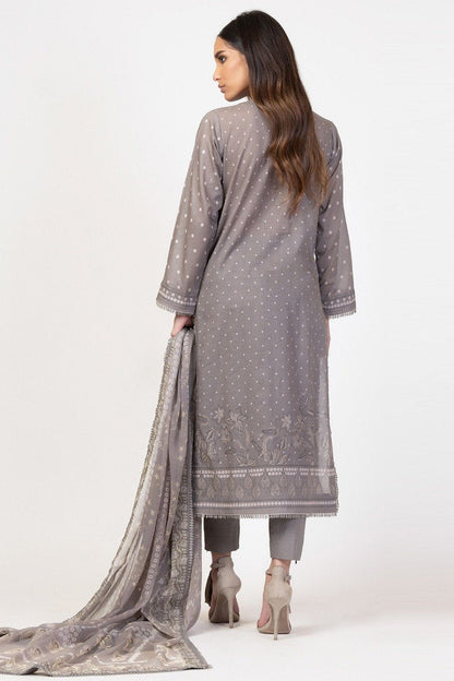Alkaram - 3 Pc Embroidered Lawn Suit With Chiffon Dupatta