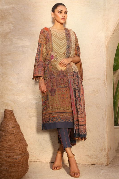 Alkaram - Three Piece Printed Suit With Cotton Net Dupatta