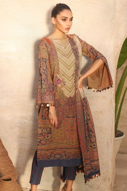 Alkaram - Three Piece Printed Suit With Cotton Net Dupatta