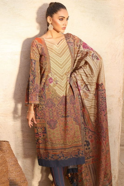 Alkaram - Three Piece Printed Suit With Cotton Net Dupatta