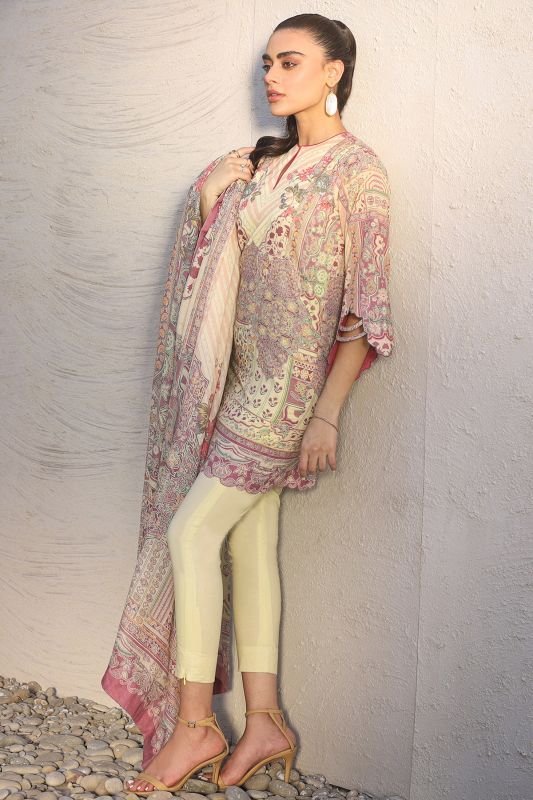 Alkaram - Three Piece Printed Suit With Cotton Net Dupatta