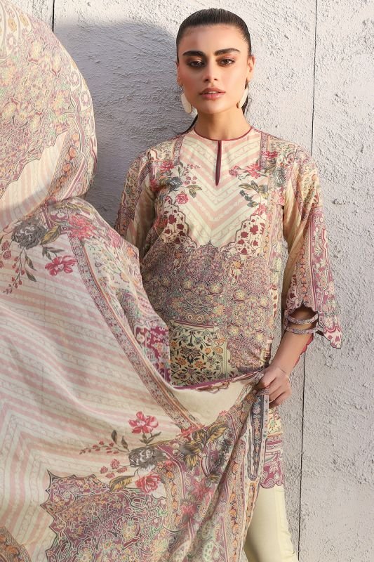Alkaram - Three Piece Printed Suit With Cotton Net Dupatta