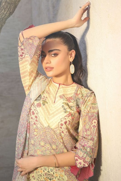 Alkaram - Three Piece Printed Suit With Cotton Net Dupatta