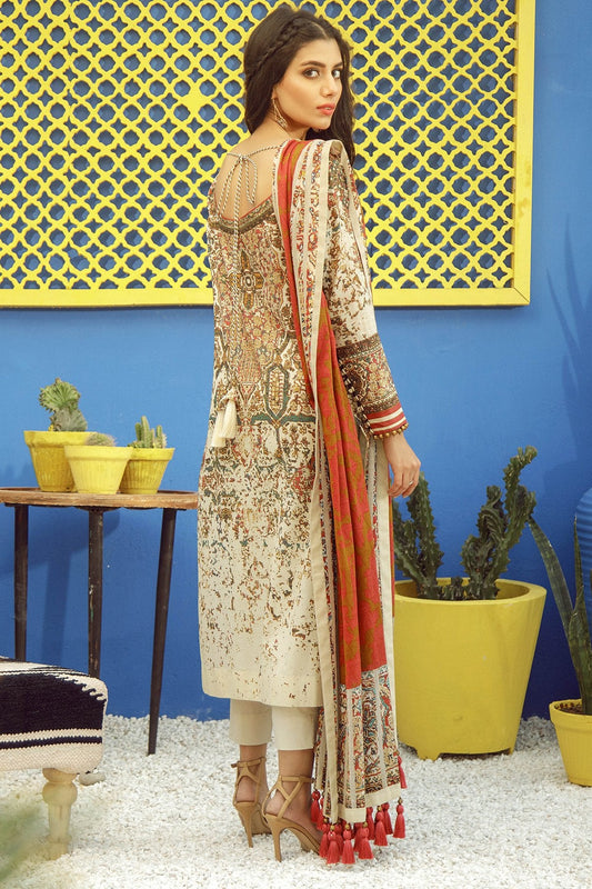 Alkaram - 3 Piece Printed Lawn Suit With Jacquard Net Dupatta