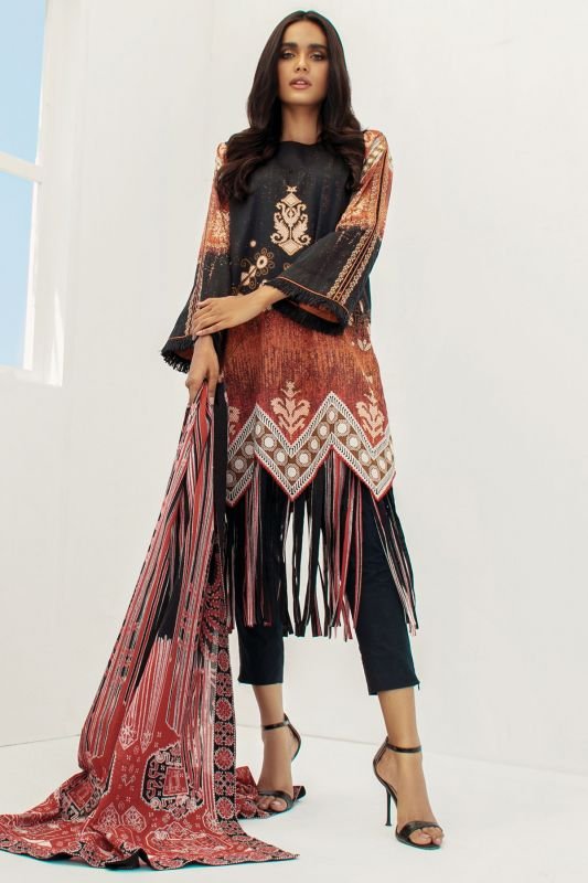 Alkaram - 3 Pc Printed Lawn Suit With Lawn Dupatta