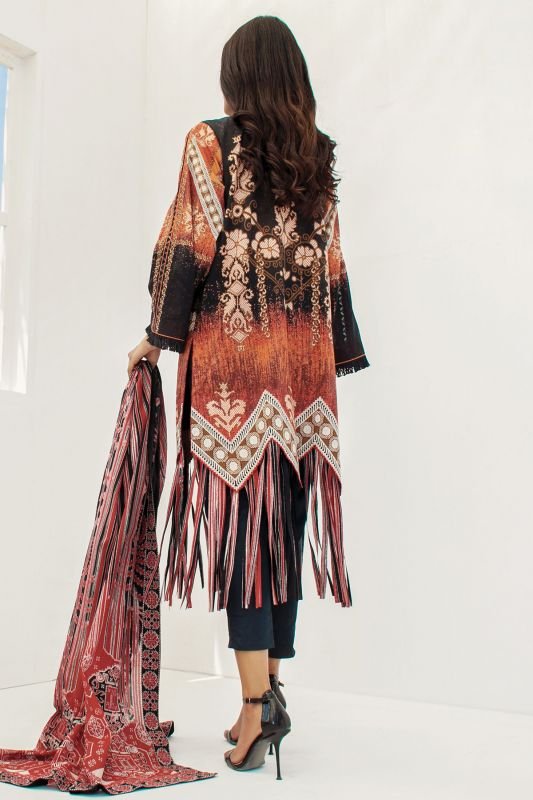 Alkaram - 3 Pc Printed Lawn Suit With Lawn Dupatta