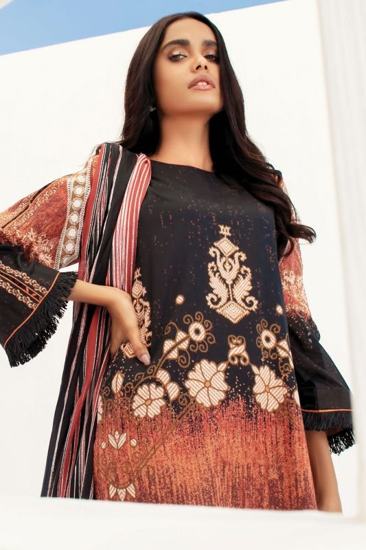 Alkaram - 3 Pc Printed Lawn Suit With Lawn Dupatta