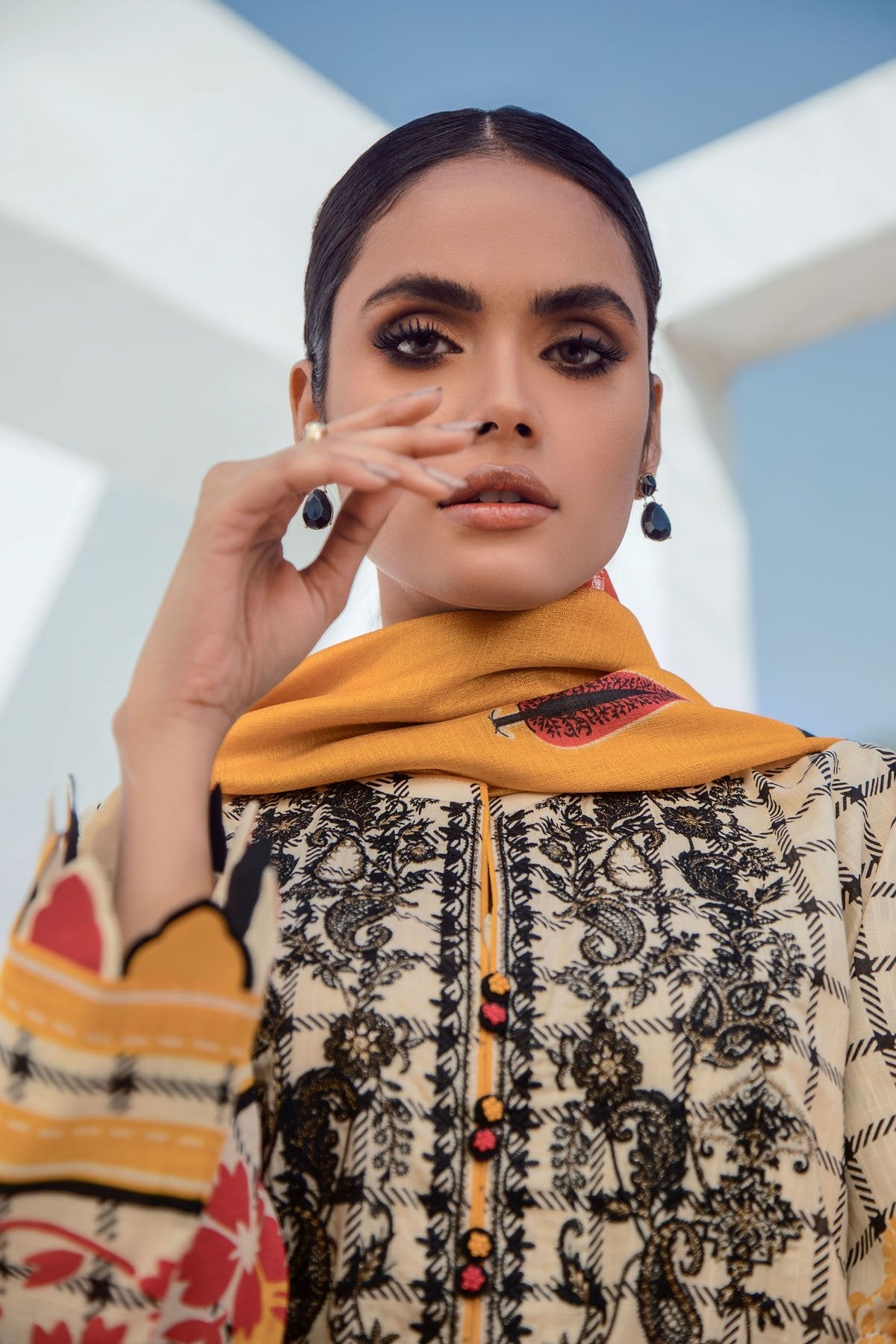 Alkaram - 2 Pc Embroidered Lawn Suit With Dyed Cambric Trousers