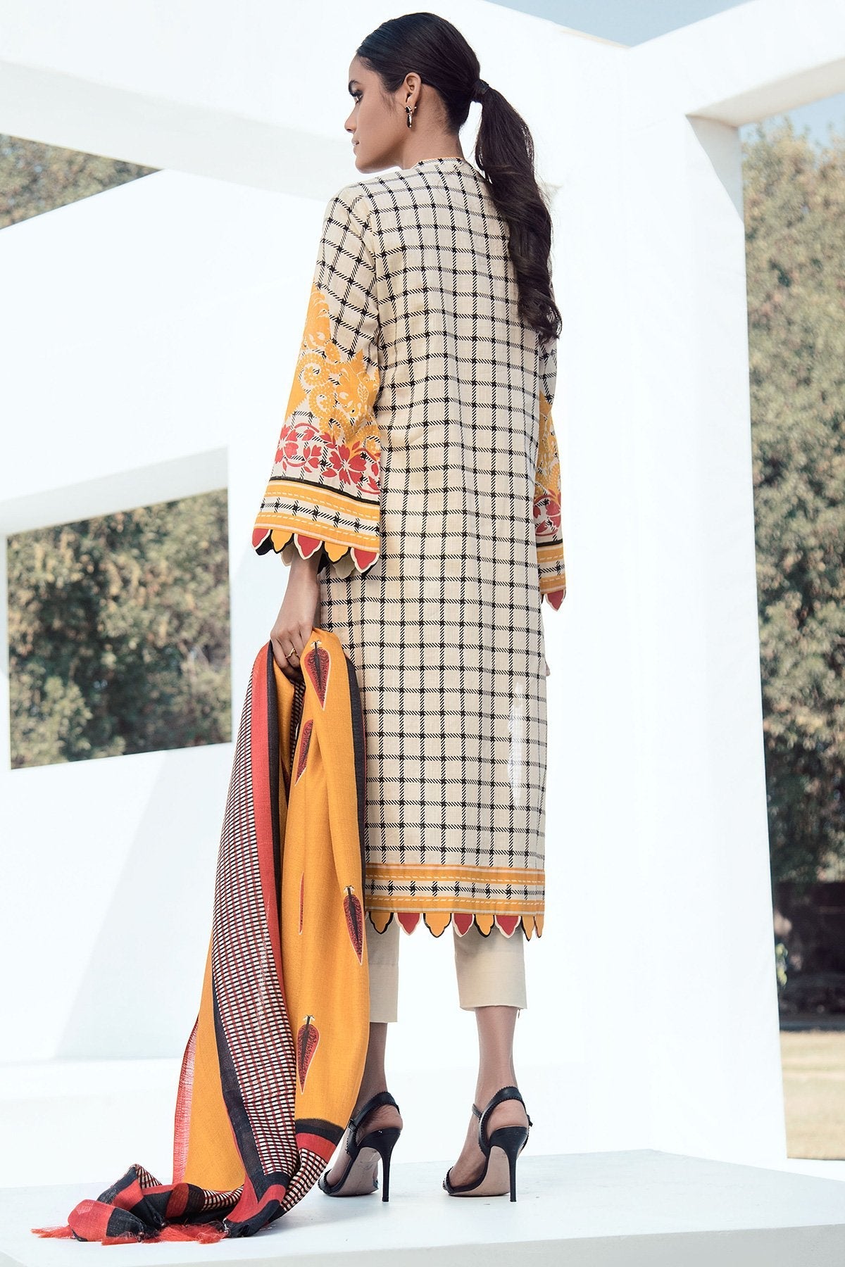 Alkaram - 2 Pc Embroidered Lawn Suit With Dyed Cambric Trousers