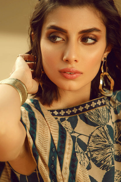 Alkaram - 3 Piece Printed Suit With Jacquard Net Dupatta