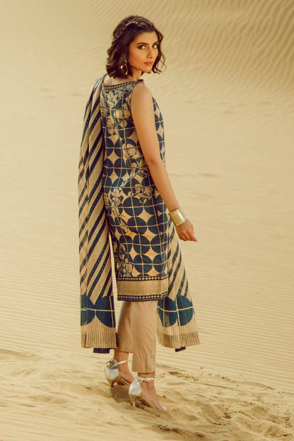 Alkaram - 3 Piece Printed Suit With Jacquard Net Dupatta