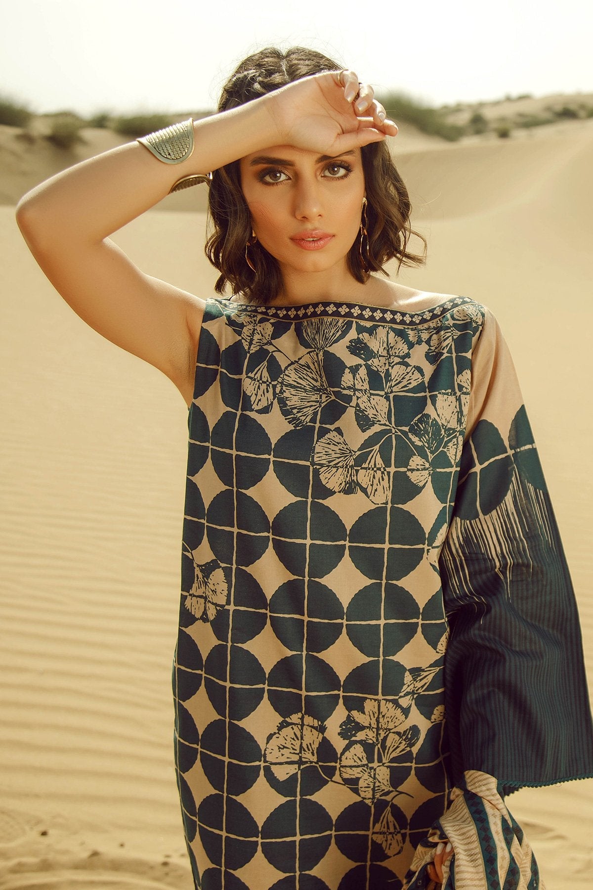 Alkaram - 3 Piece Printed Suit With Jacquard Net Dupatta