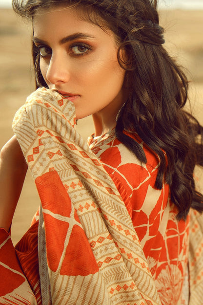 Alkaram - 3 Piece Printed Suit With Jacquard Net Dupatta