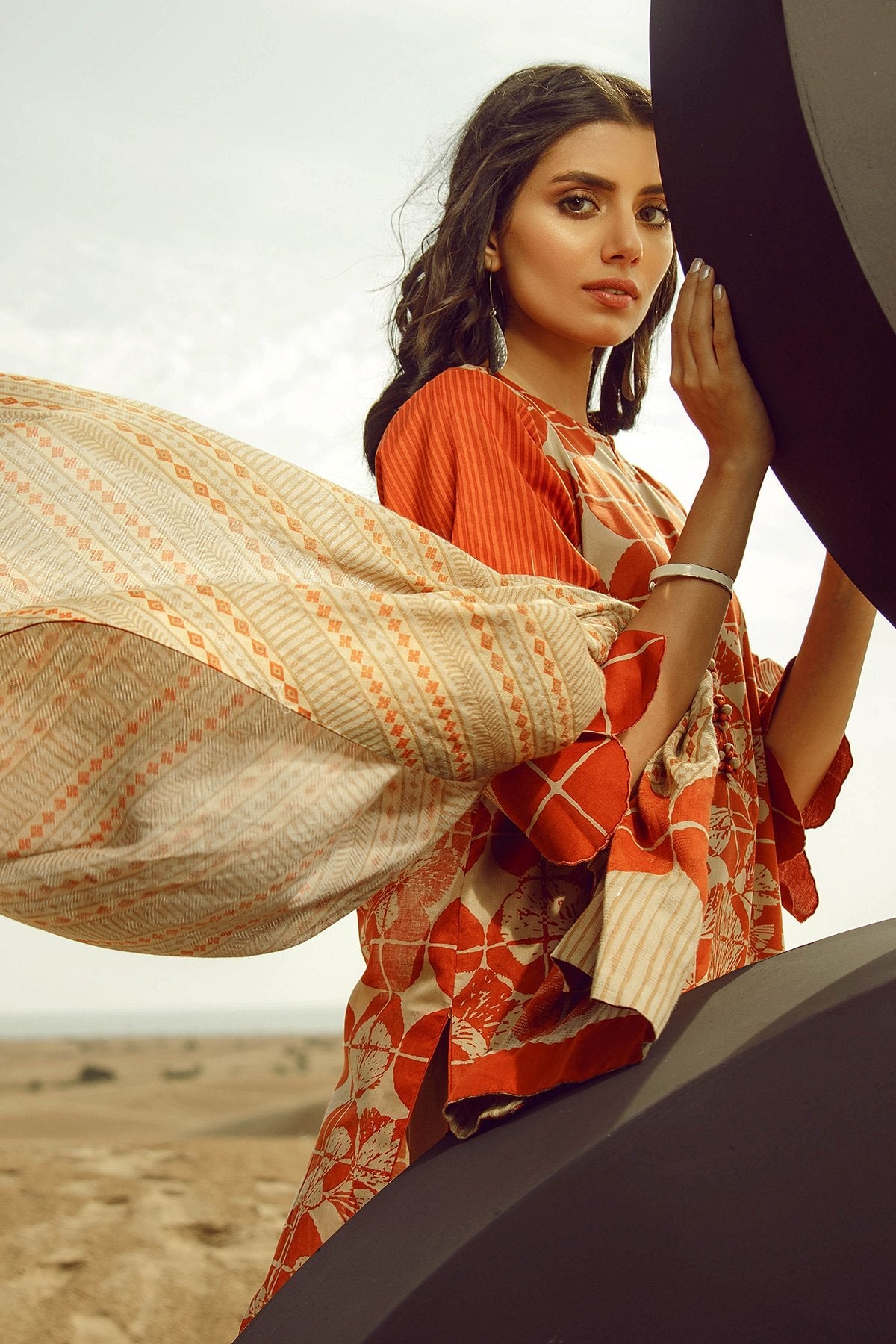 Alkaram - 3 Piece Printed Suit With Jacquard Net Dupatta