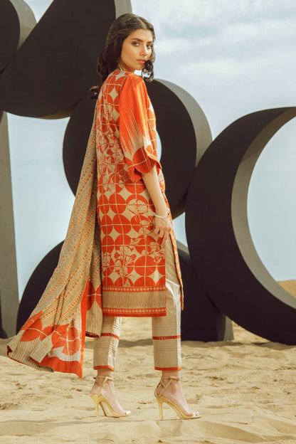 Alkaram - 3 Piece Printed Suit With Jacquard Net Dupatta