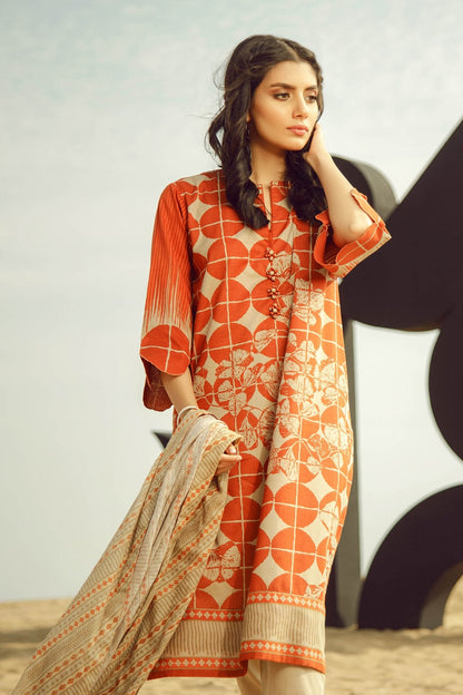 Alkaram - 3 Piece Printed Suit With Jacquard Net Dupatta