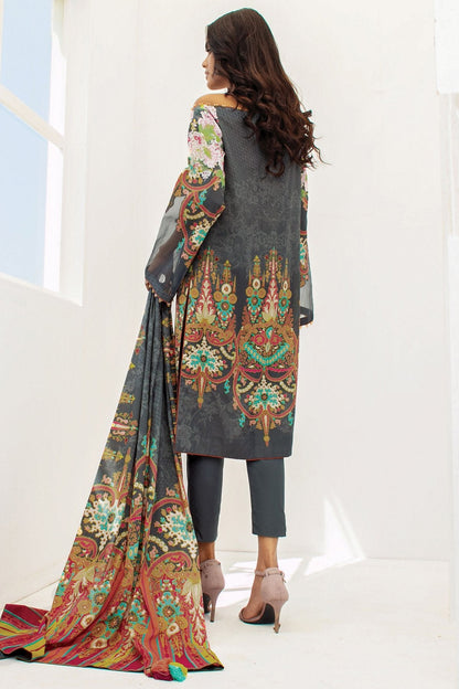 Alkaram - 3 Pc Printed Lawn Suit With Doria Dupatta