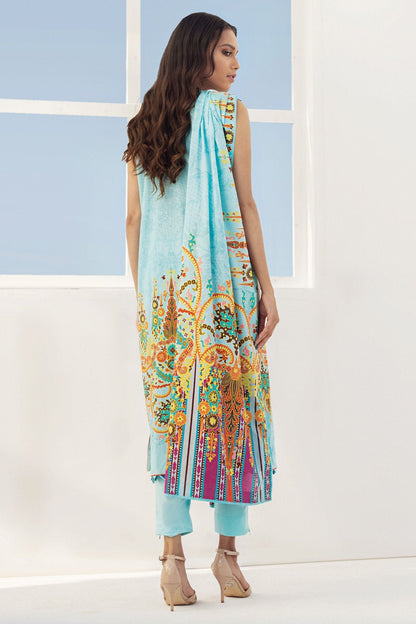 Alkaram - 3 Pc Printed Lawn Suit With Doria Dupatta