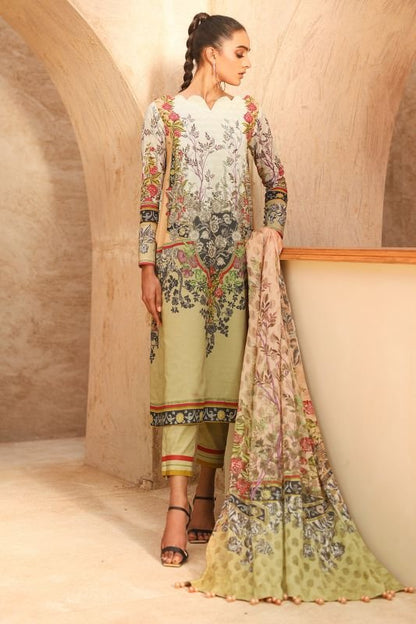 Alkaram - Three Piece Printed Suit With Jacquard Net Dupatta