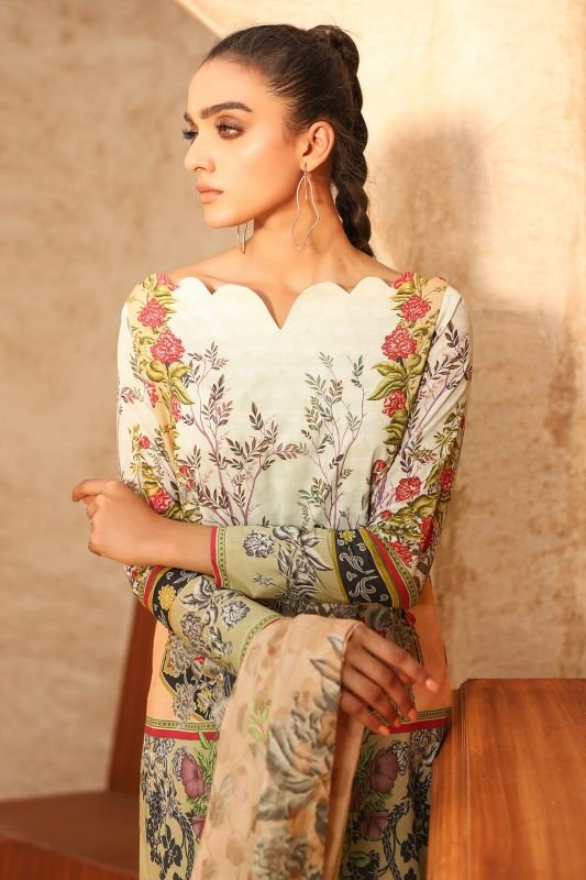 Alkaram - Three Piece Printed Suit With Jacquard Net Dupatta