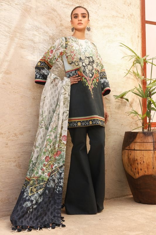 Alkaram - Three Piece Printed Suit With Jacquard Net Dupatta