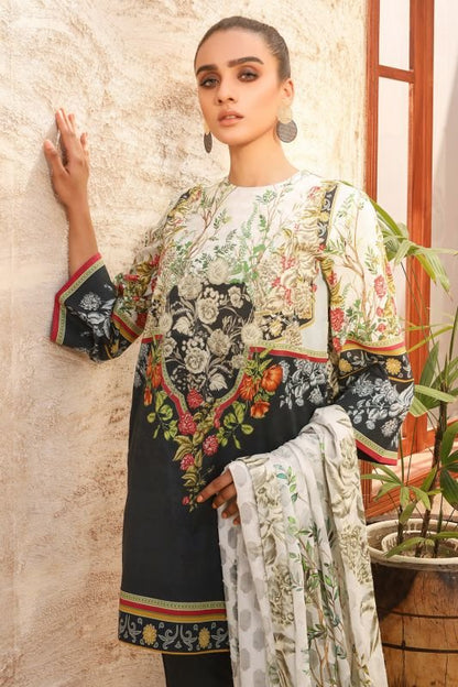 Alkaram - Three Piece Printed Suit With Jacquard Net Dupatta