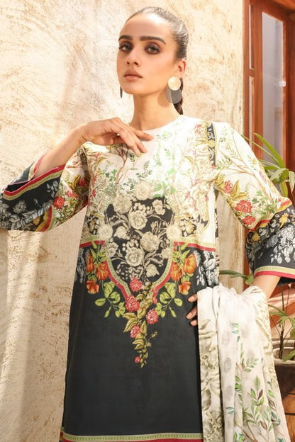 Alkaram - Three Piece Printed Suit With Jacquard Net Dupatta