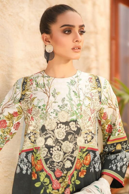 Alkaram - Three Piece Printed Suit With Jacquard Net Dupatta