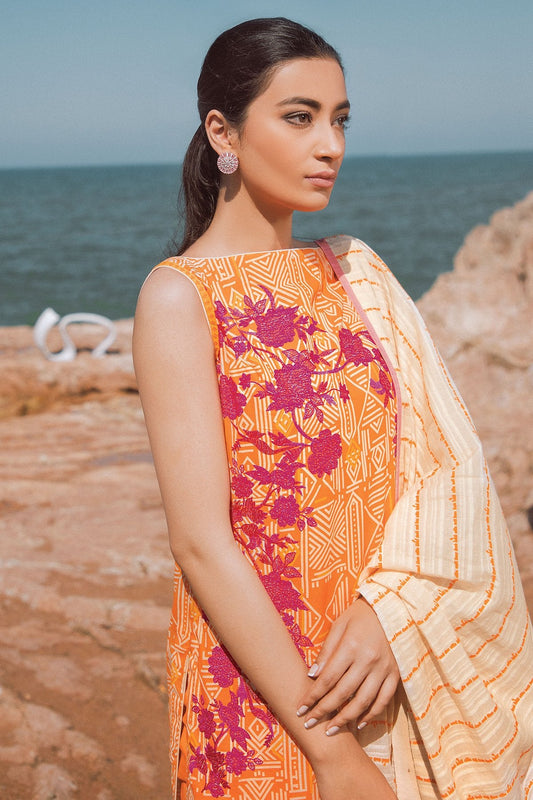 Alkaram - 3 Pc Embroidered Lawn Suit With Doria Dupatta