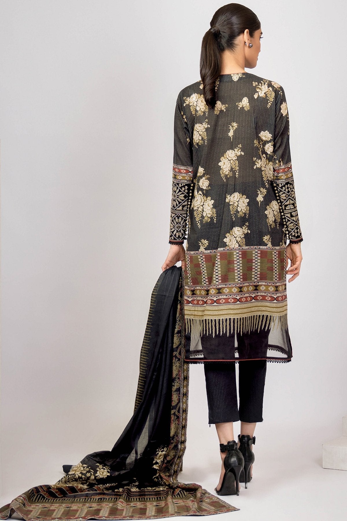Alkaram - 3 Pc Embroidered Lawn Suit With Printed Brochia Lawn Dupatta