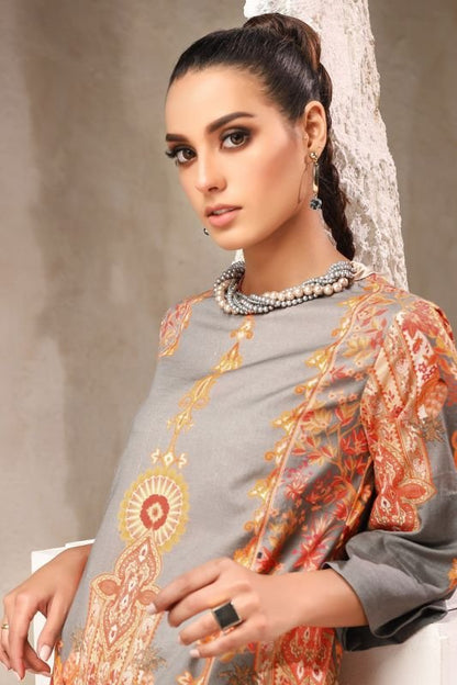 Alkaram - Three Piece Printed Suit With Jacquard Net Dupatta