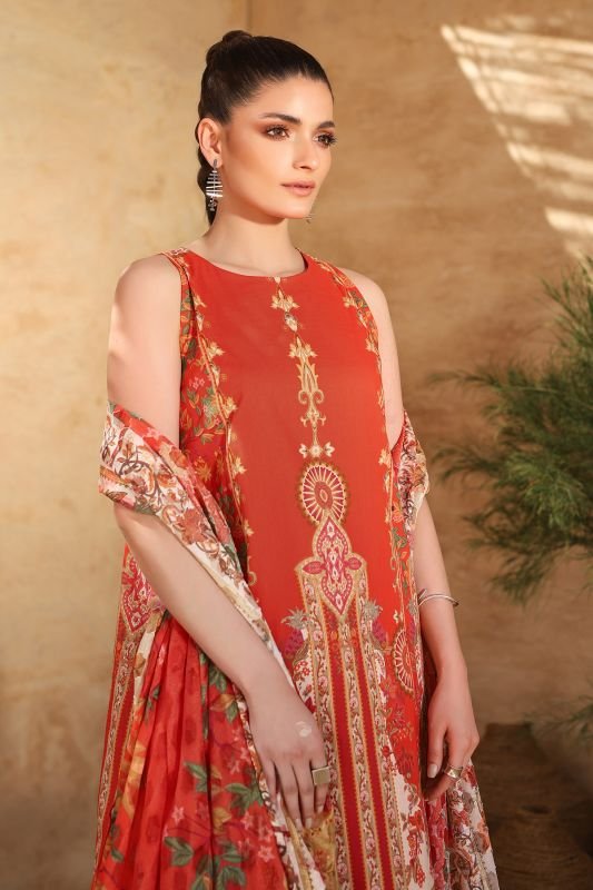 Alkaram - Three Piece Printed Suit With Jacquard Net Dupatta