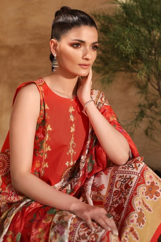 Alkaram - Three Piece Printed Suit With Jacquard Net Dupatta