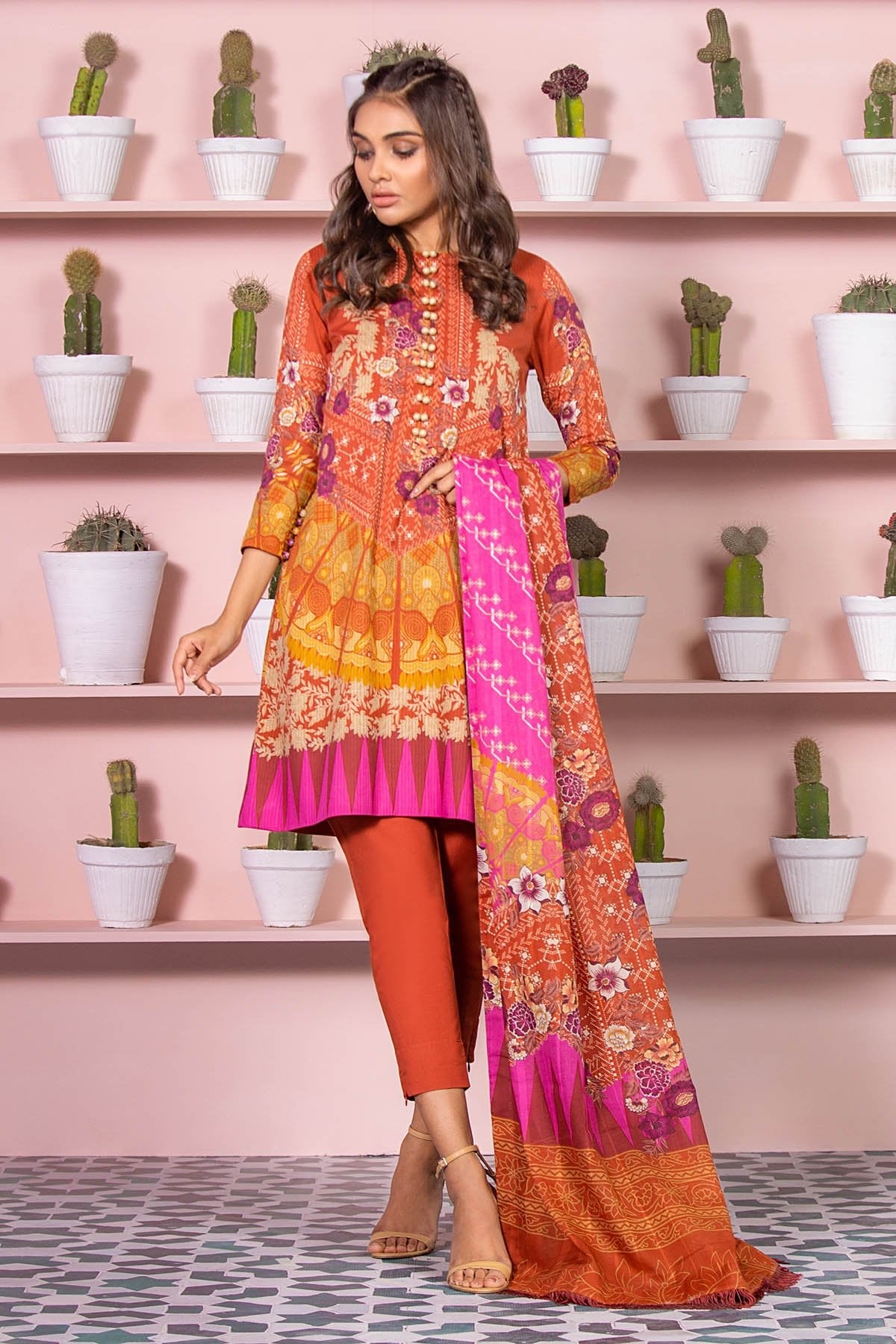 Alkaram - 3 Piece Printed Lawn Suit With Dooria Lawn Dupatta