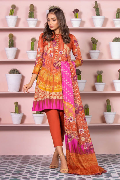 Alkaram - 3 Piece Printed Lawn Suit With Dooria Lawn Dupatta