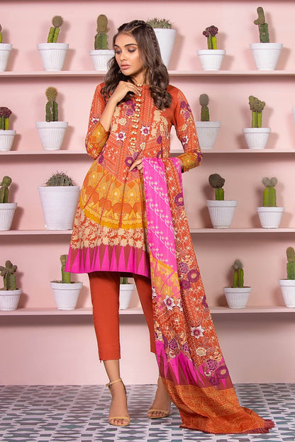 Alkaram - 3 Piece Printed Lawn Suit With Dooria Lawn Dupatta